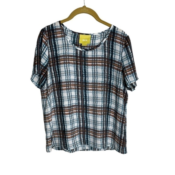Anthropologie Maeve Chiffon Plaid Blouse Small - Picture 1 of 6